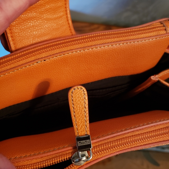 Babbs Collection Orange Leather Crossbody Purse - Picture 2 of 10
